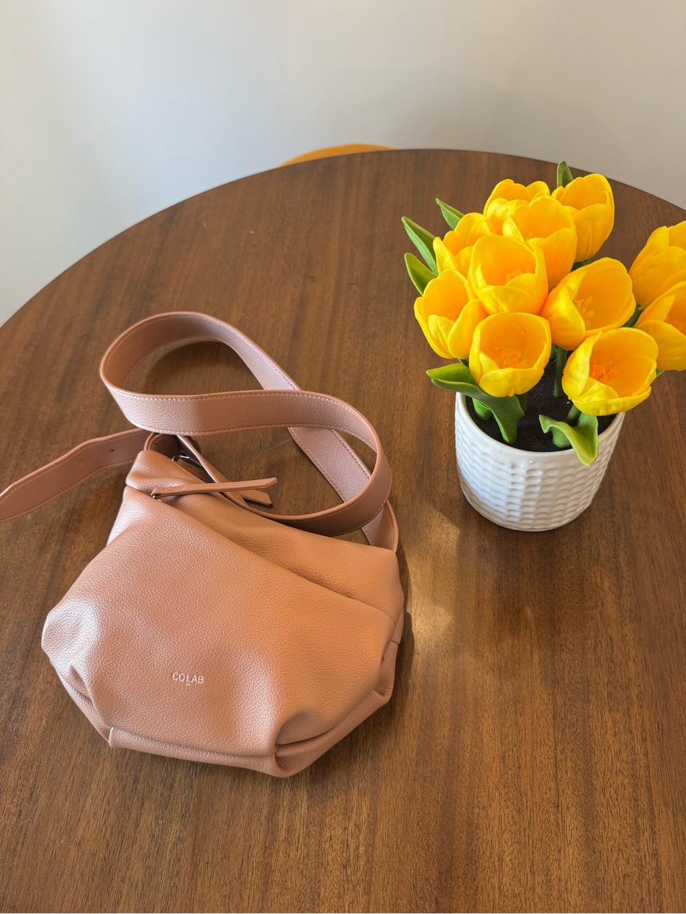 Blush Pink Crossbody Bag - Soft Pebbled Leather